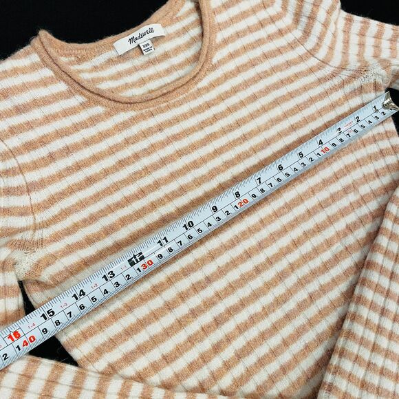 ~ Madewell XXS Sweater Colette Blush Stripe Long Sleeve Crew Merino Wool Blend - Picture 6 of 11